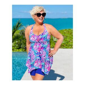 Kim Gravel x Swimsuits For All Braid Top and Short Set Maui Perple Reg 4 A567722